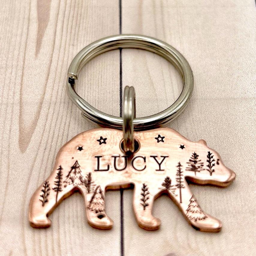 Bear Dog Tag, Nature Dog Tag, Personalized Dog Tag