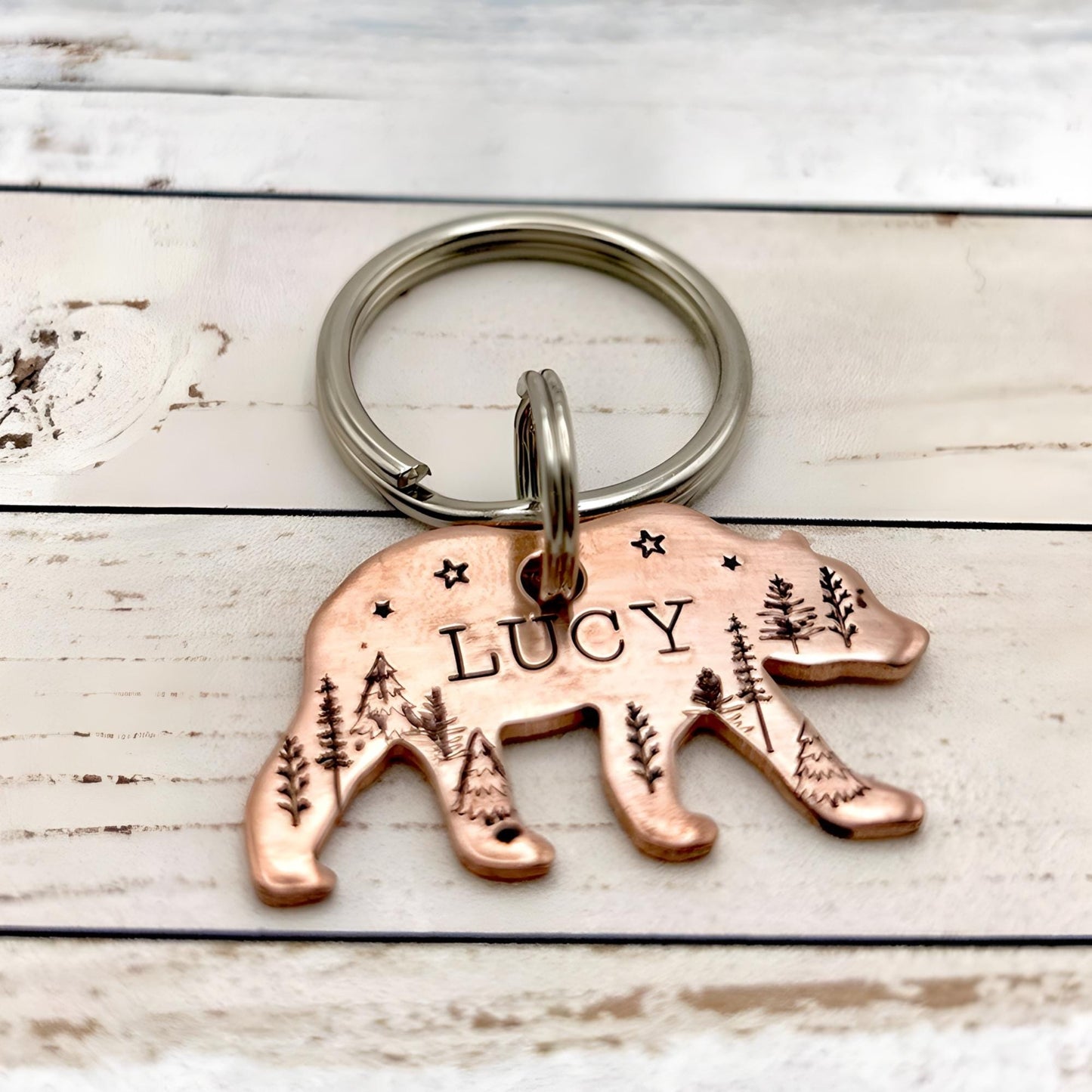 Bear Dog Tag, Nature Dog Tag, Personalized Dog Tag