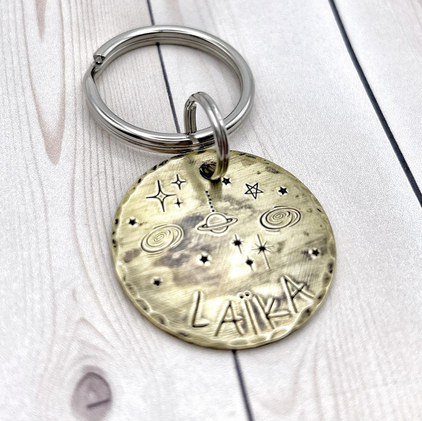 Médaille Personnalisée pour Chien, Médaille pour Chien Personnalisable, Espace et Palnètes