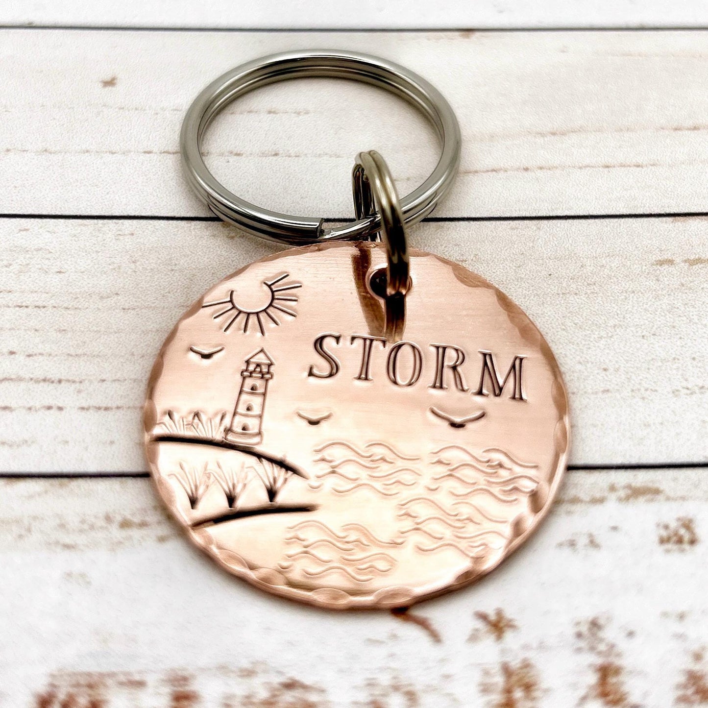 Dog ID Tag, Customizable Dog Tag, Seaside Tag