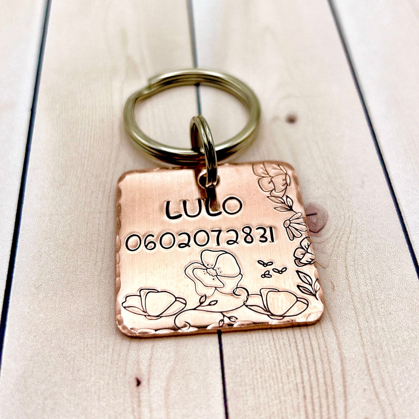 Personalized Dog Tag, Dog Tag with Mountains, Copper Dog Tag