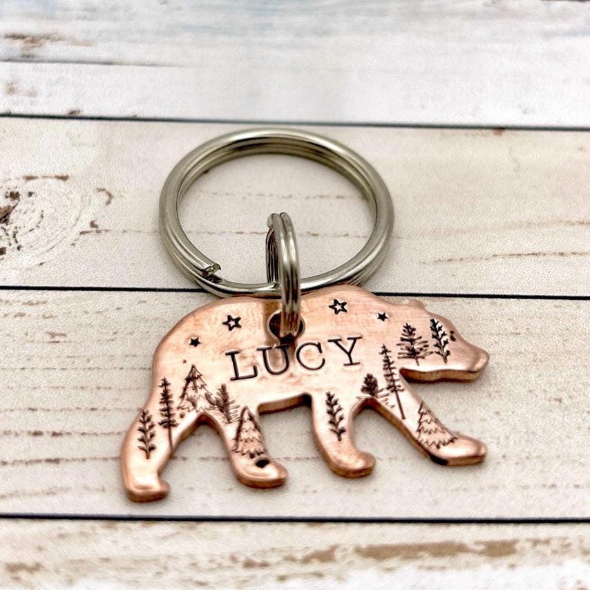 Bear Dog Tag, Nature Dog Tag, Personalized Dog Tag