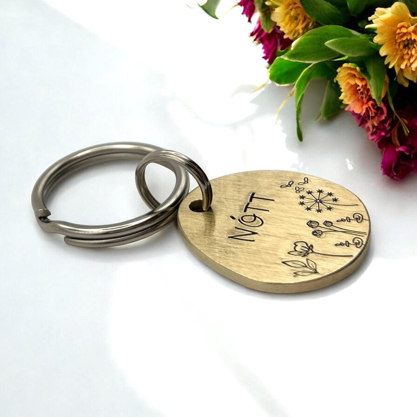 Médaille de Chien Personnalisée - Médaille en Laiton pour Chien - Fleurs et Nature