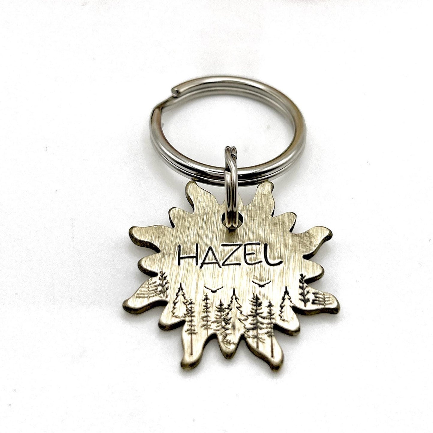 Médaille de Chien Personnalisée, Médaille en Laiton pour Chien, Médaille Gravée avec Forêt