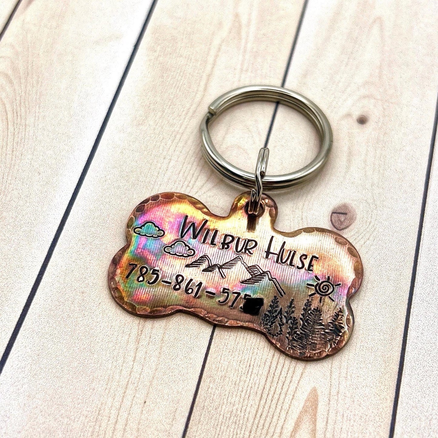 Personalized Dog Tag, Wolf Head Dog Tag