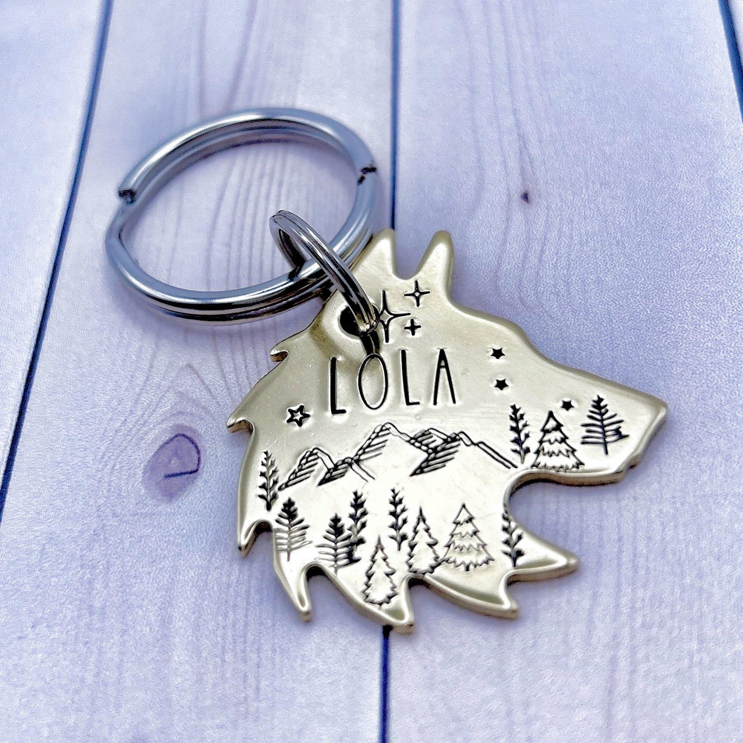 Personalized Dog Tag, Wolf Head Dog Tag, Pet Tags