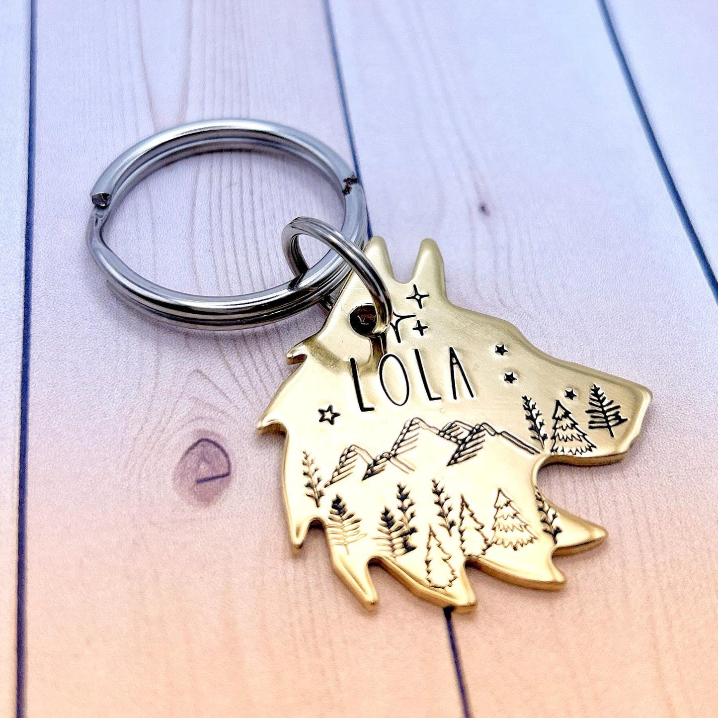 Personalized Dog Tag, Wolf Head Dog Tag, Pet Tags