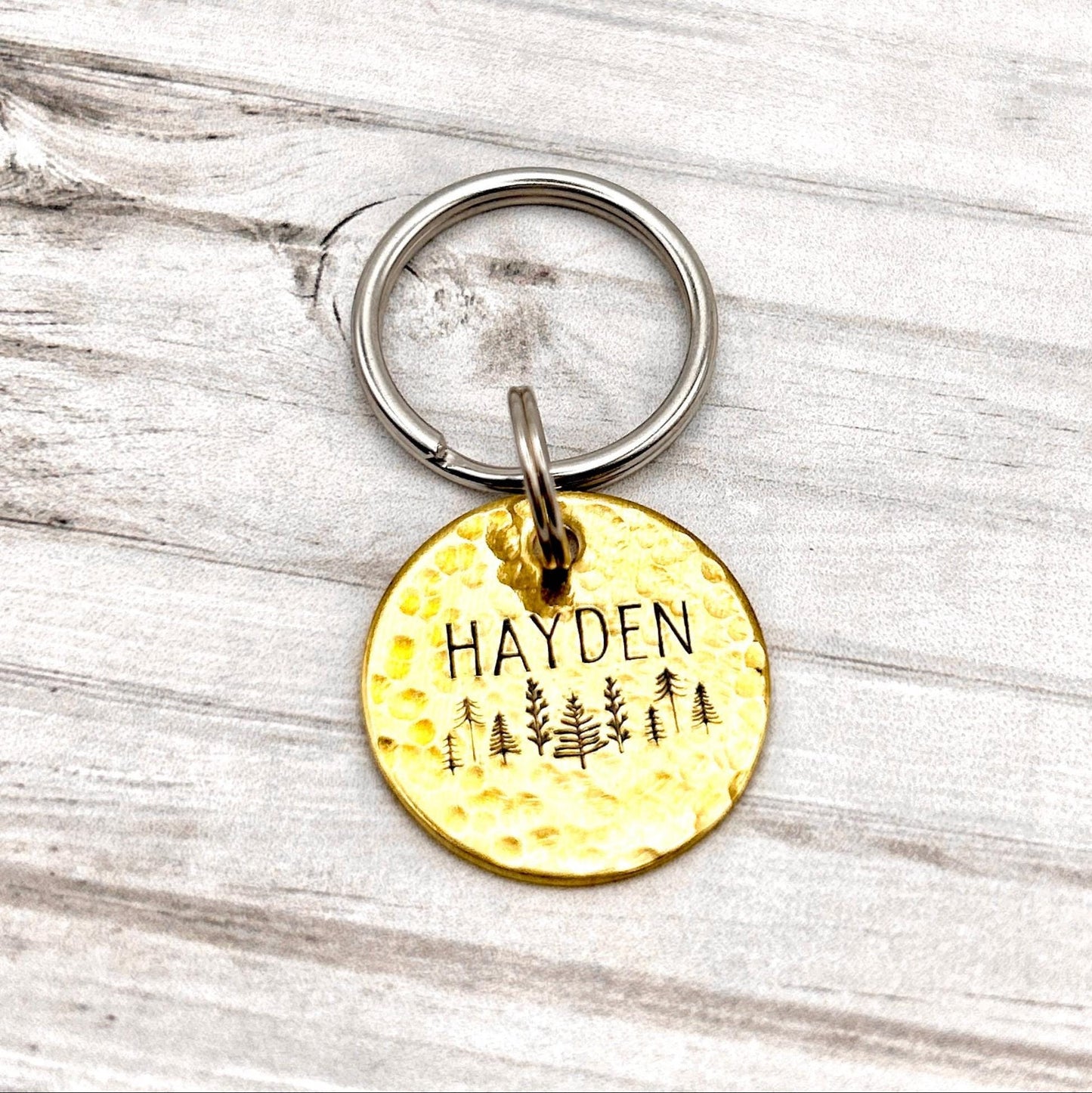 Dog ID Tag, Customizable Dog Tag, Trees and Forest