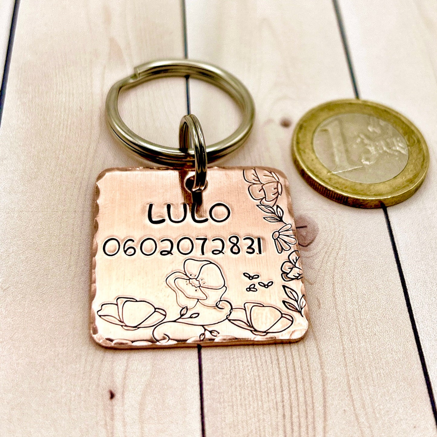 Personalized Dog Tag, Dog Tag with Mountains, Copper Dog Tag