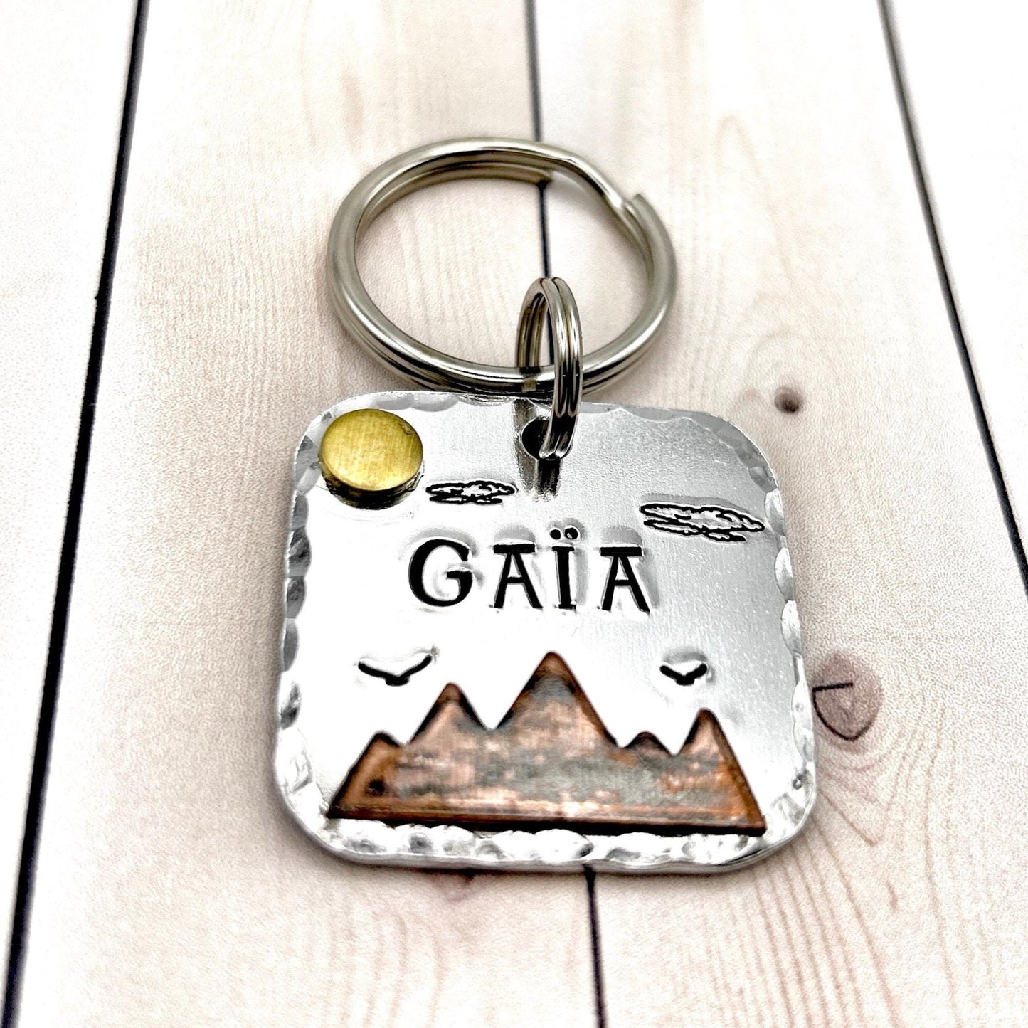Personalized Dog Tag, Dog Tag with Mountains