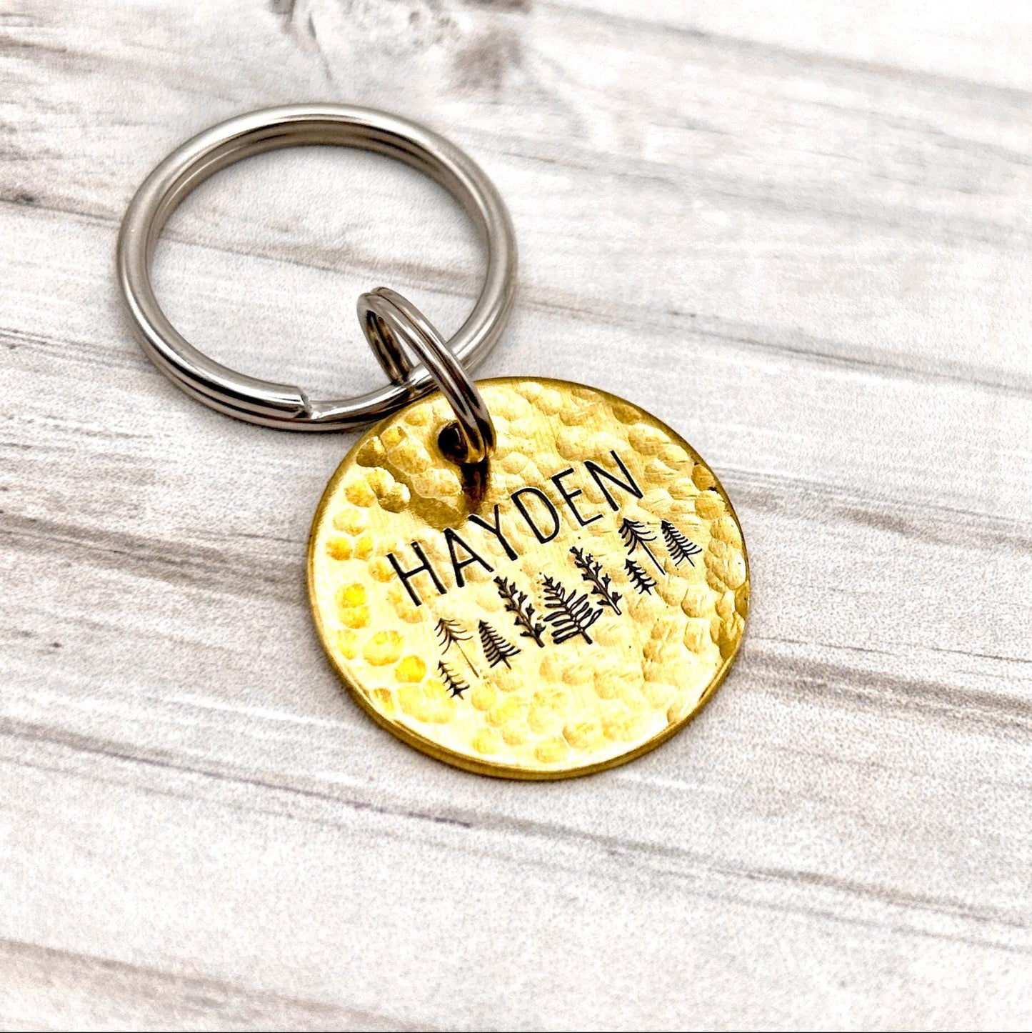 Dog ID Tag, Customizable Dog Tag, Trees and Forest
