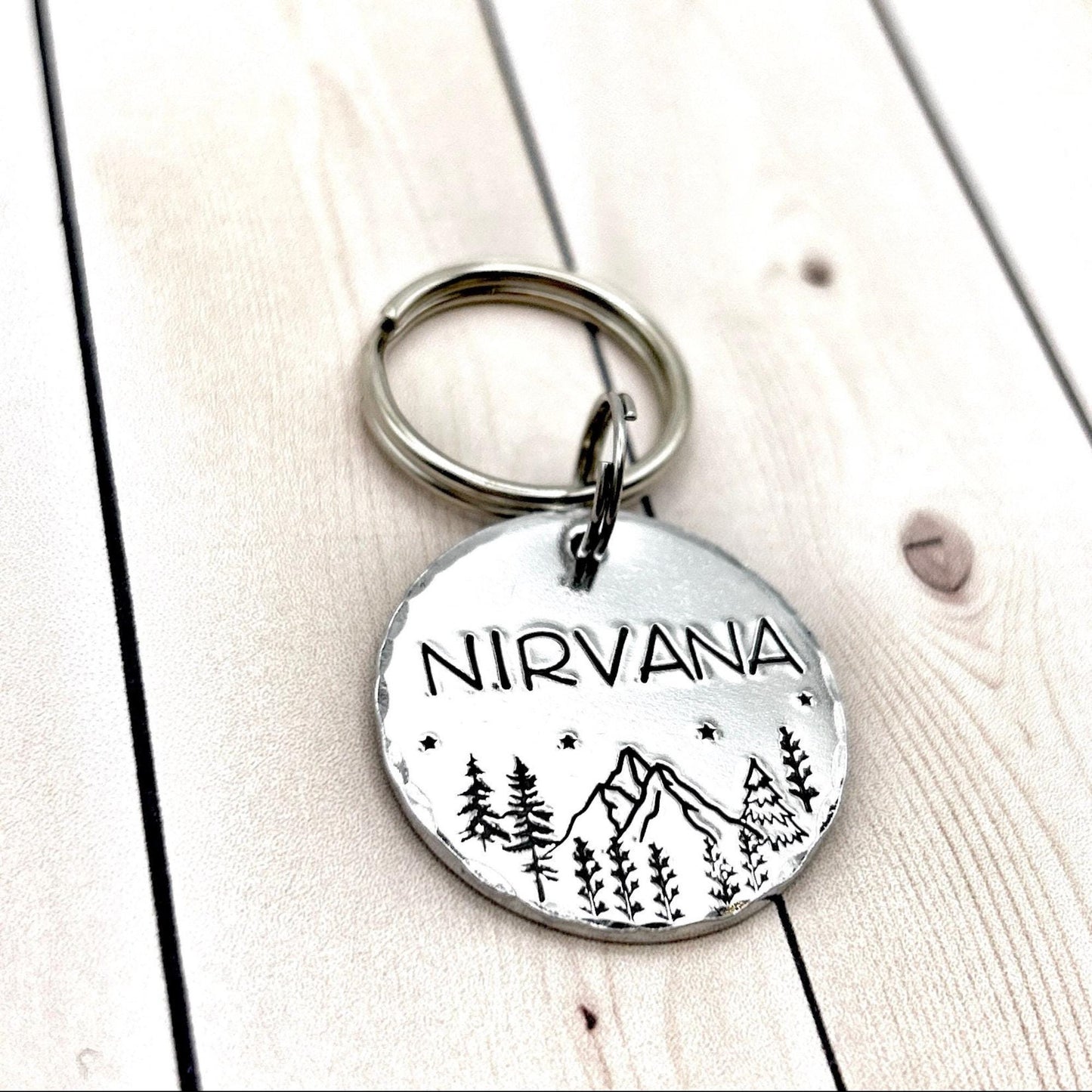 Personalized Dog Tag, Engraved Dog Tag, Forest and Mountains
