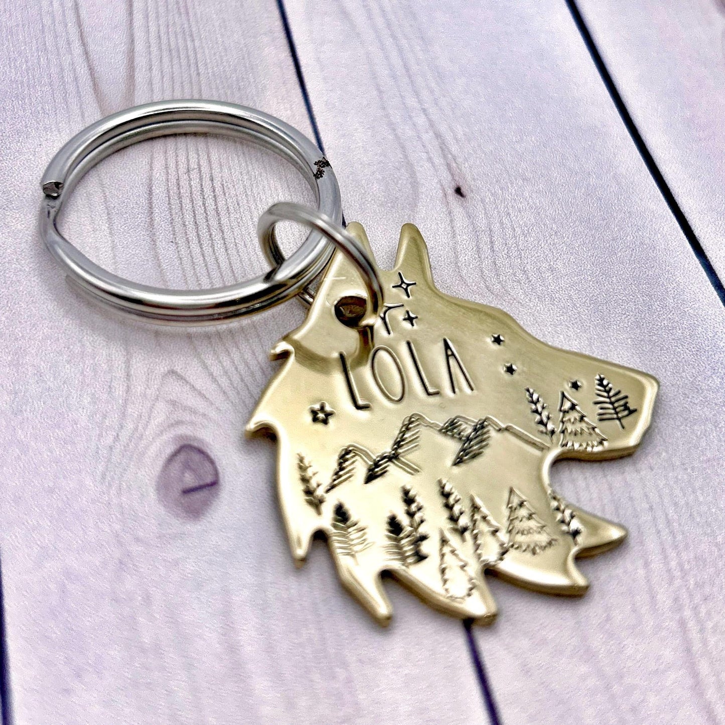 Personalized Dog Tag, Wolf Head Dog Tag, Pet Tags