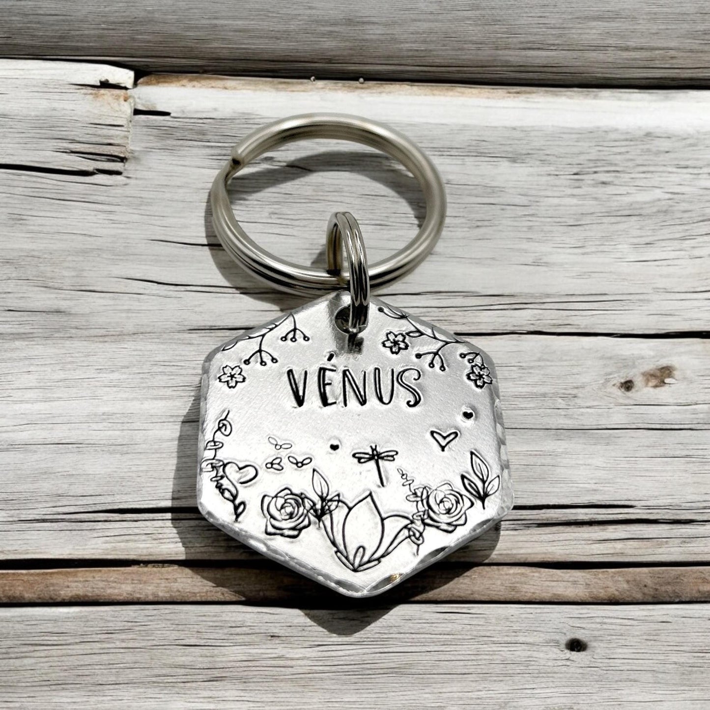 Personalized Dog Tag, Customizable Dog ID Tag, Flowers and Nature