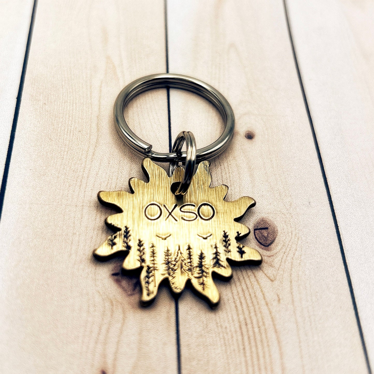 Personalized Dog Tag, Brass Dog Tag, Engraved Dog Tag with Forest