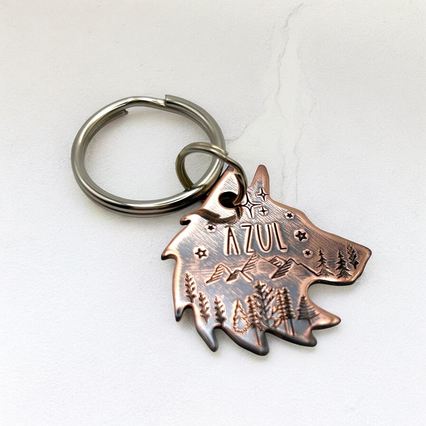 Personalized Dog Tag, Wolf Head Dog Tag