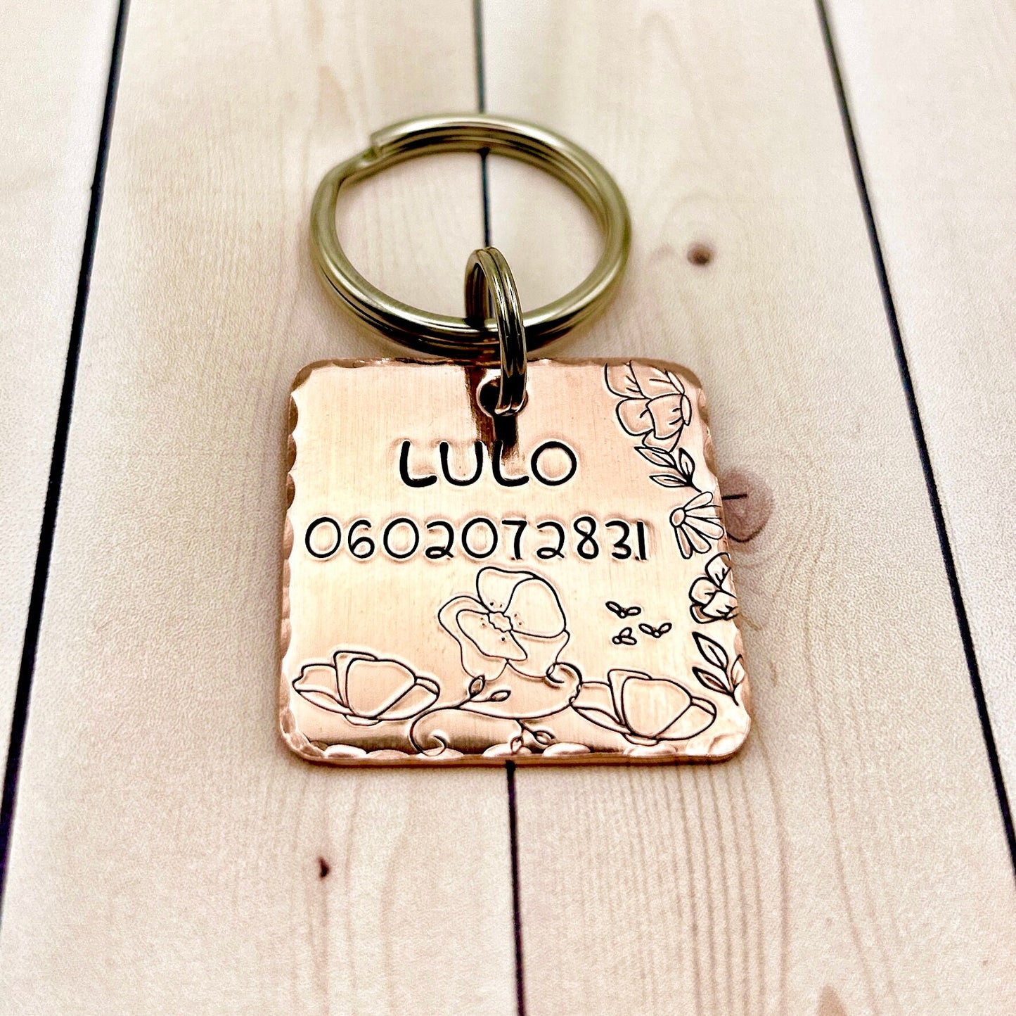 Personalized Dog Tag, Dog Tag with Mountains, Copper Dog Tag