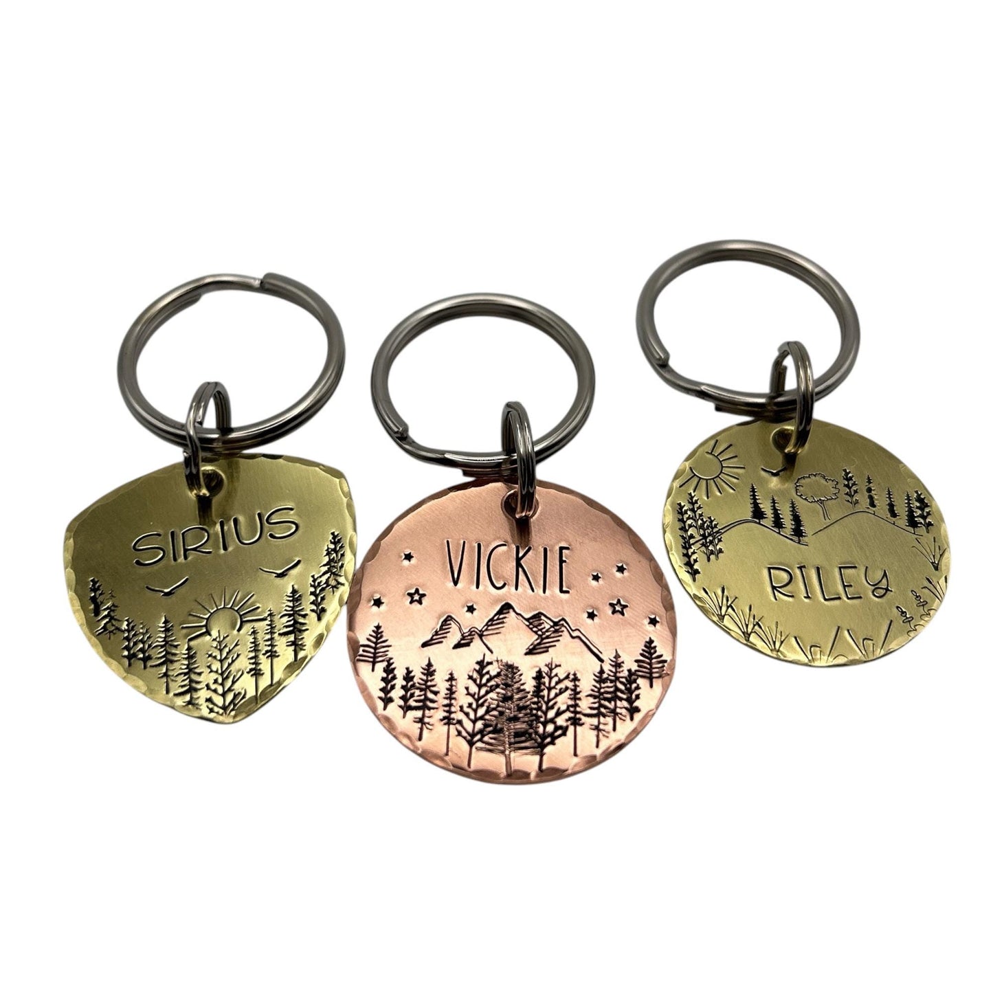 Médaillon d'Identité pour Chien, Personnalisable, Médaille d'identification pour animal de compagnie, Arbres, Paysage