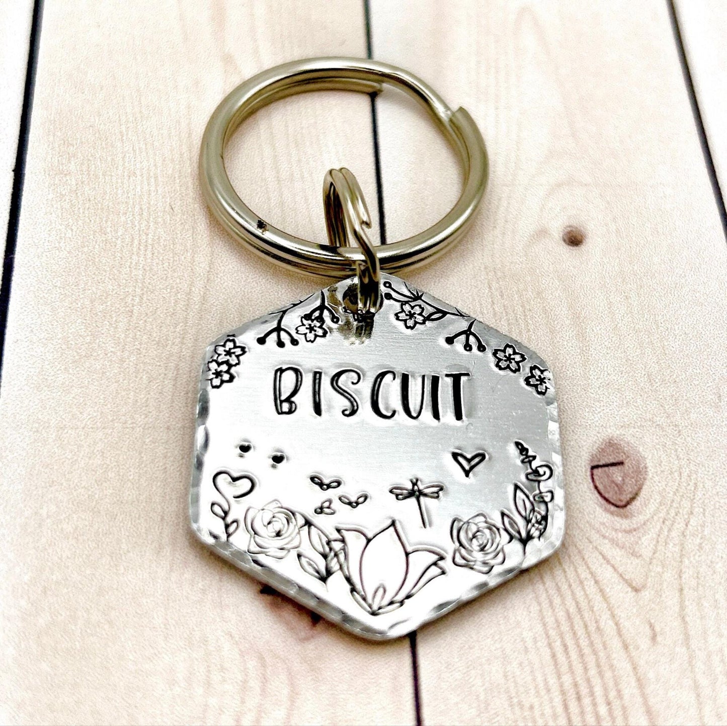 Personalized Dog Tag, Customizable Dog ID Tag, Flowers and Nature