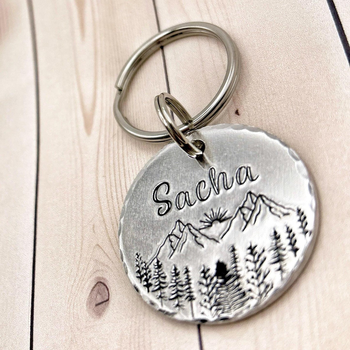 Medal with Mountains and Trees, Dog Medallion, Handmade in France