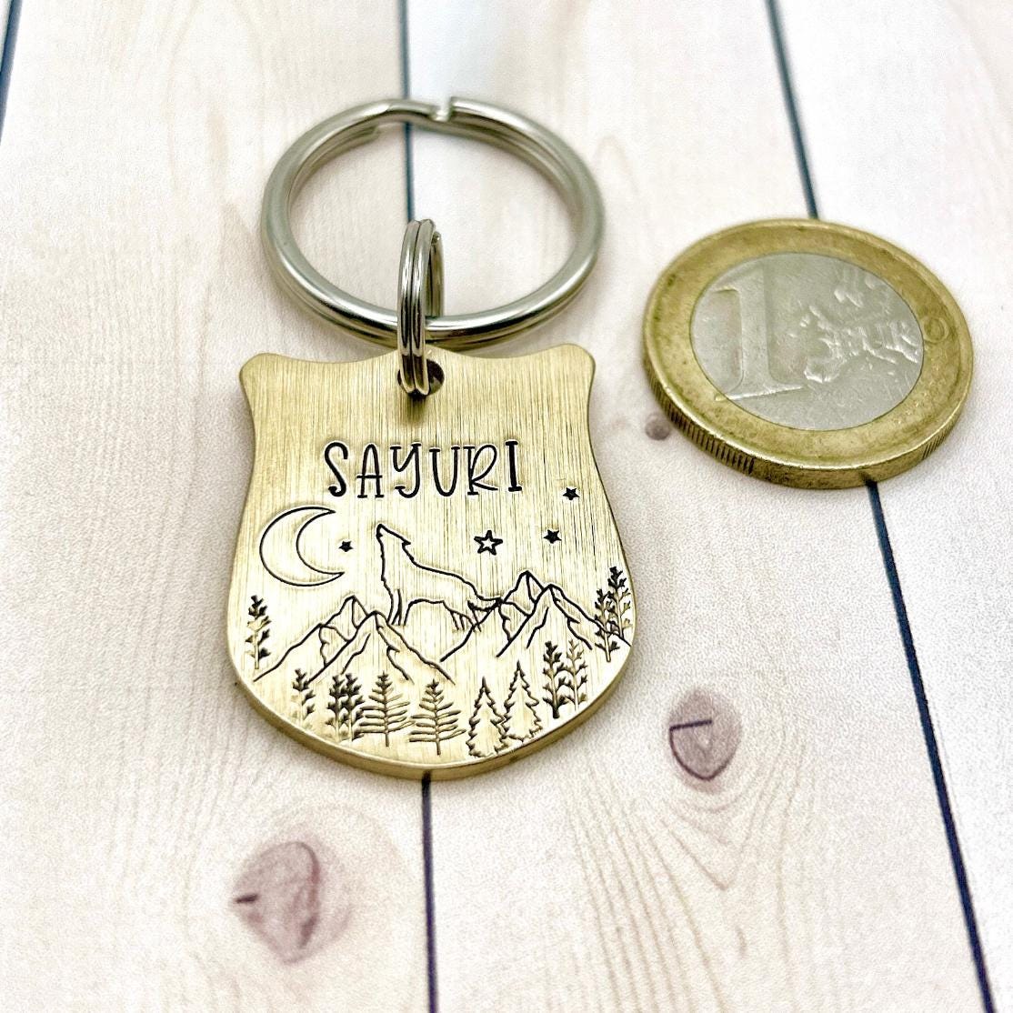 Personalized Dog Tag - Brass Dog Tag - Wolf Dog Tag