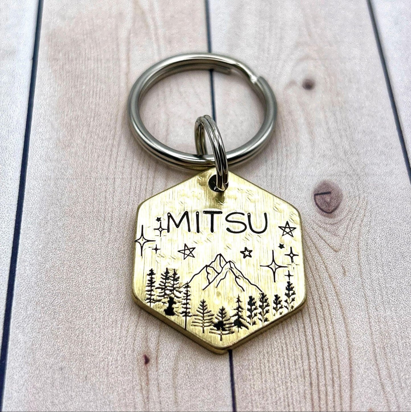 Personalized Dog Tag, Brass Dog Tag, Hexagon Dog Tag