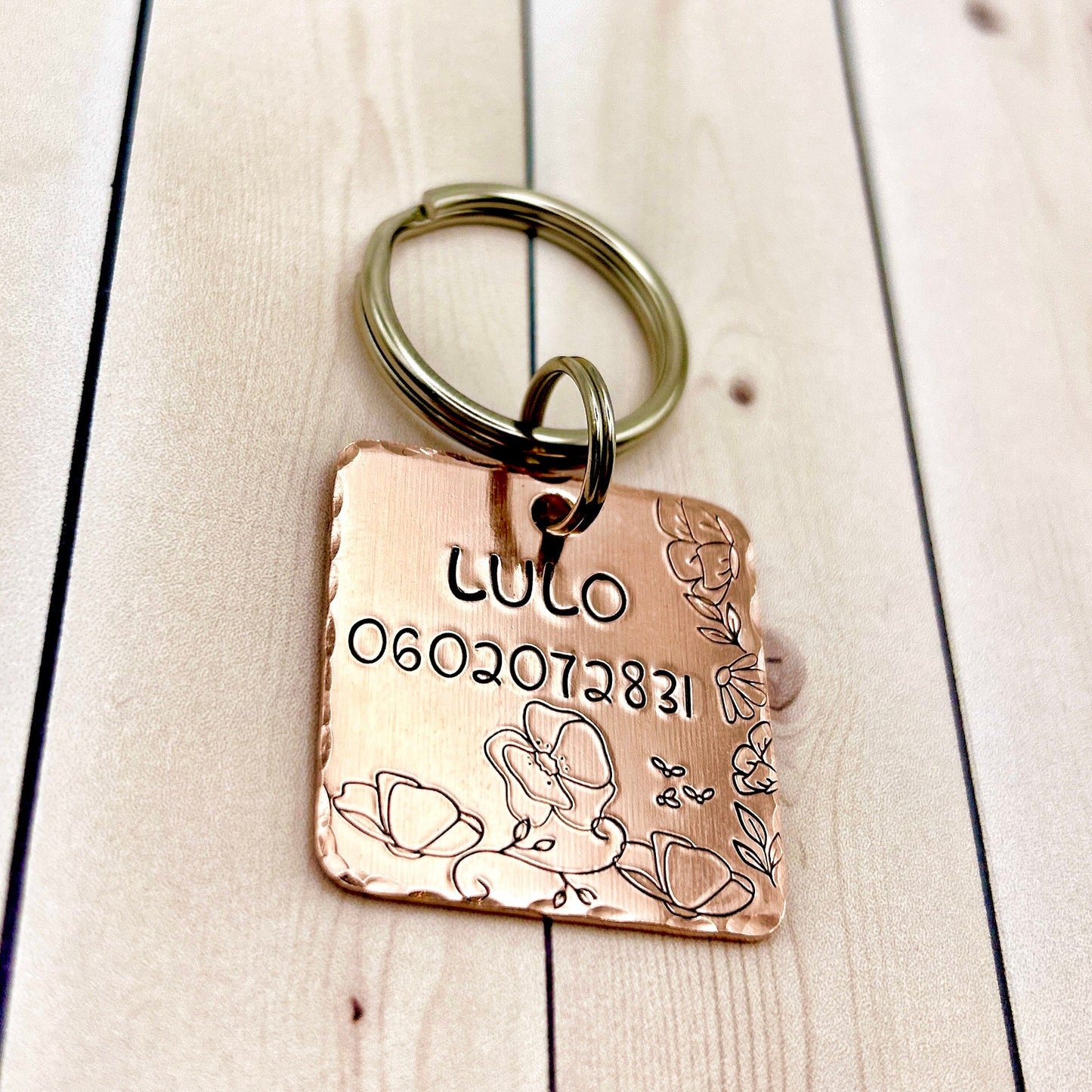 Personalized Dog Tag, Dog Tag with Mountains, Copper Dog Tag