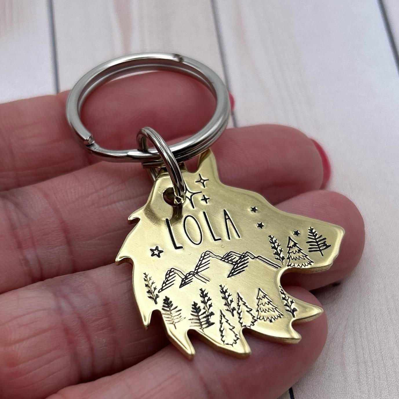 Personalized Dog Tag, Wolf Head Dog Tag, Pet Tags