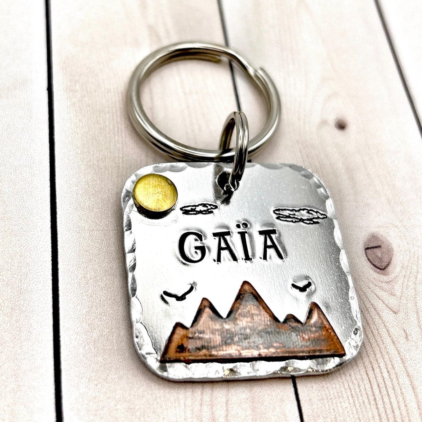 Personalized Dog Tag, Dog Tag with Mountains
