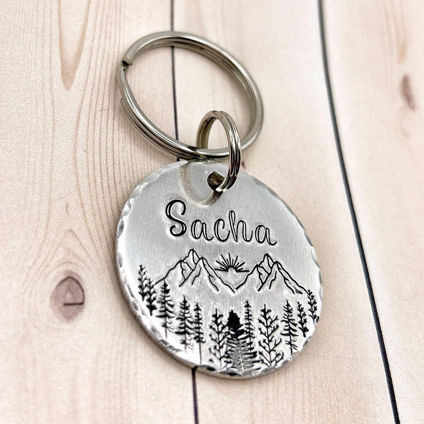 Medal with Mountains and Trees, Dog Medallion, Handmade in France