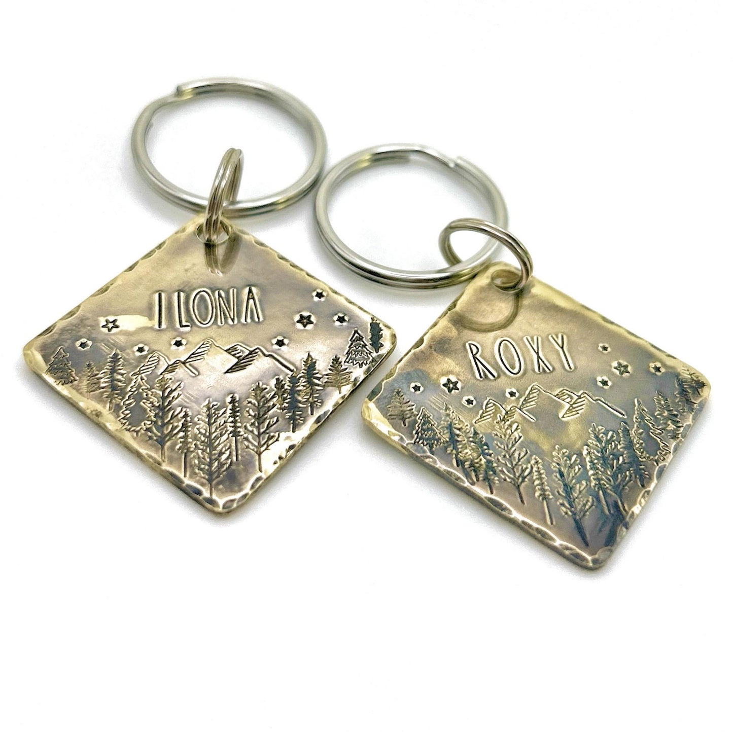 Médaille Personnalisée pour Chien, Forêt et Arbres, Médaillon en Laiton