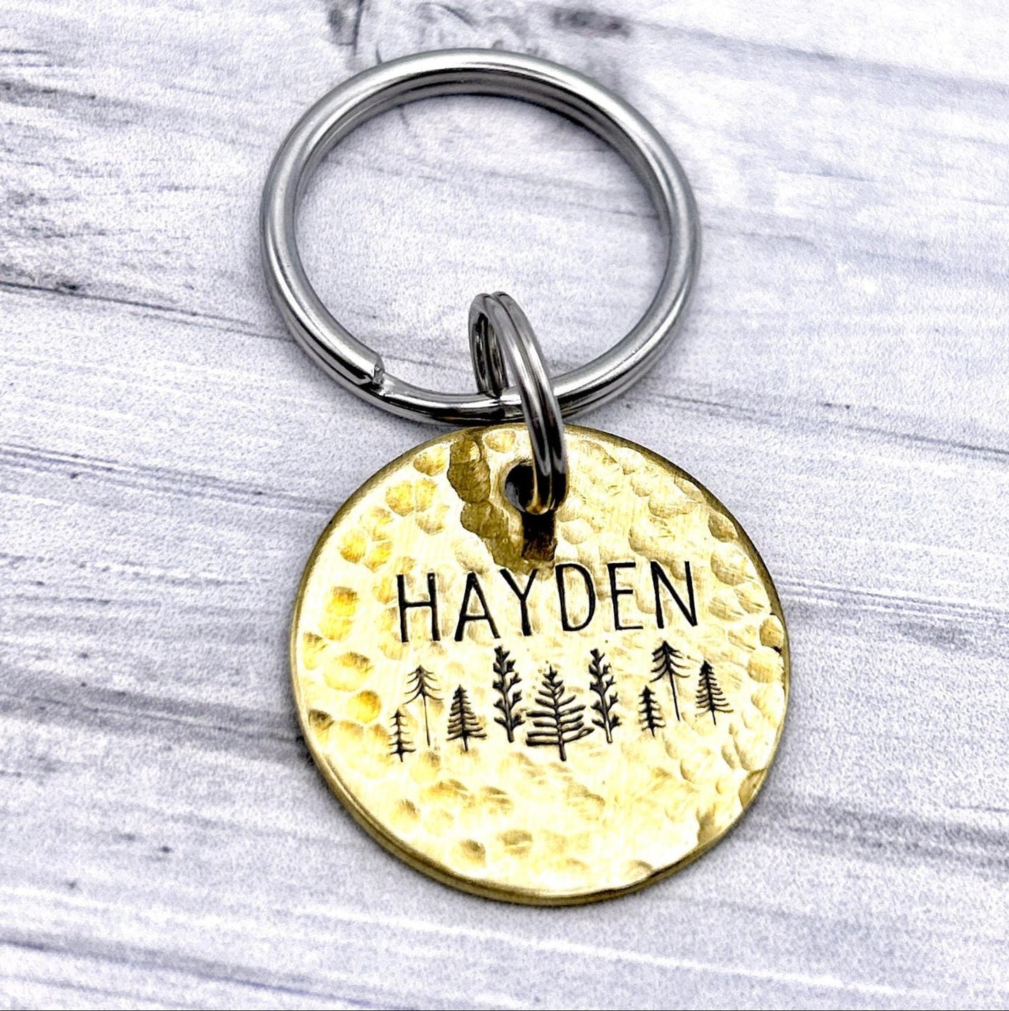 Dog ID Tag, Customizable Dog Tag, Trees and Forest