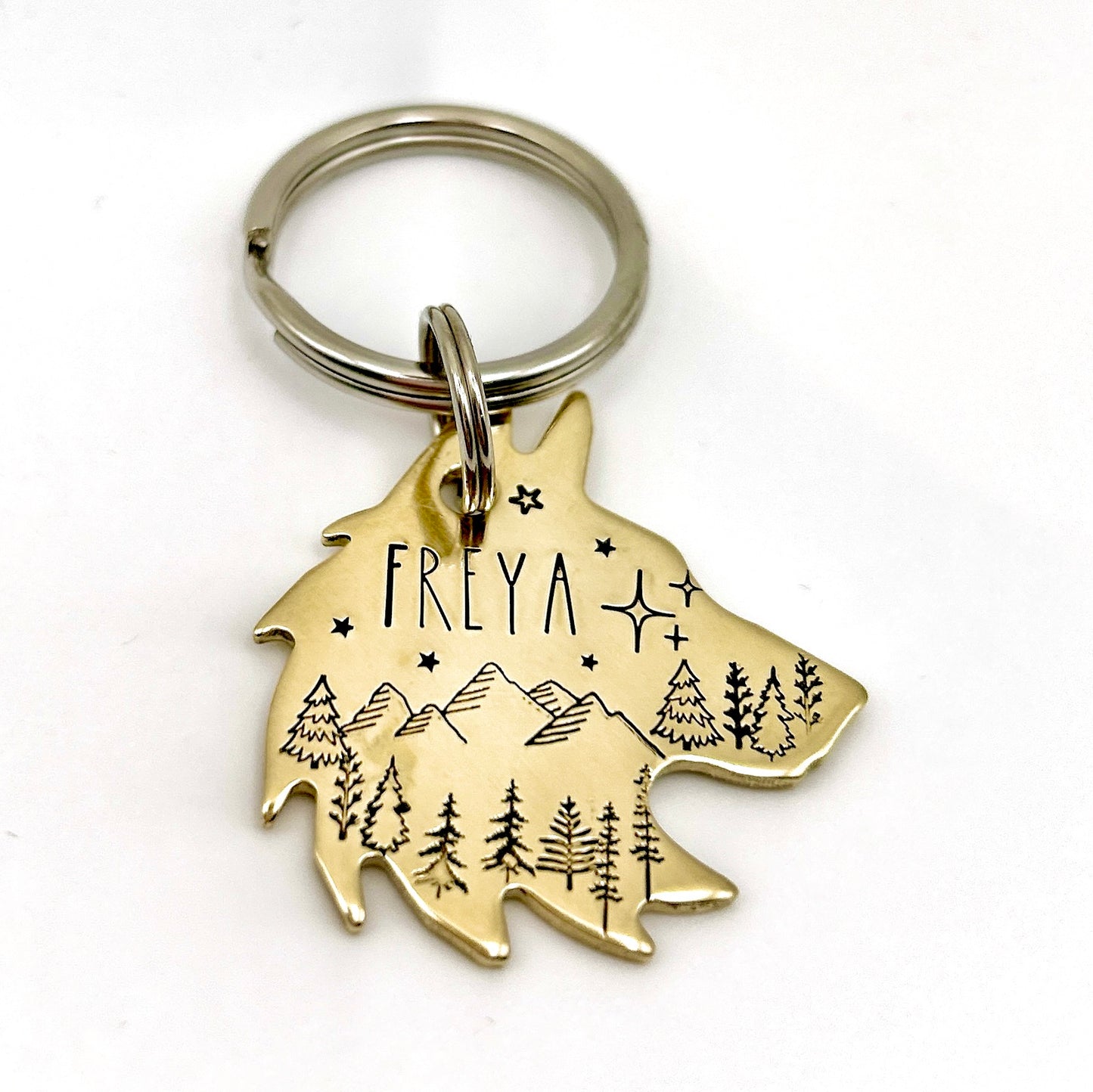 Personalized Dog Tag, Wolf Head Dog Tag, Pet Tags