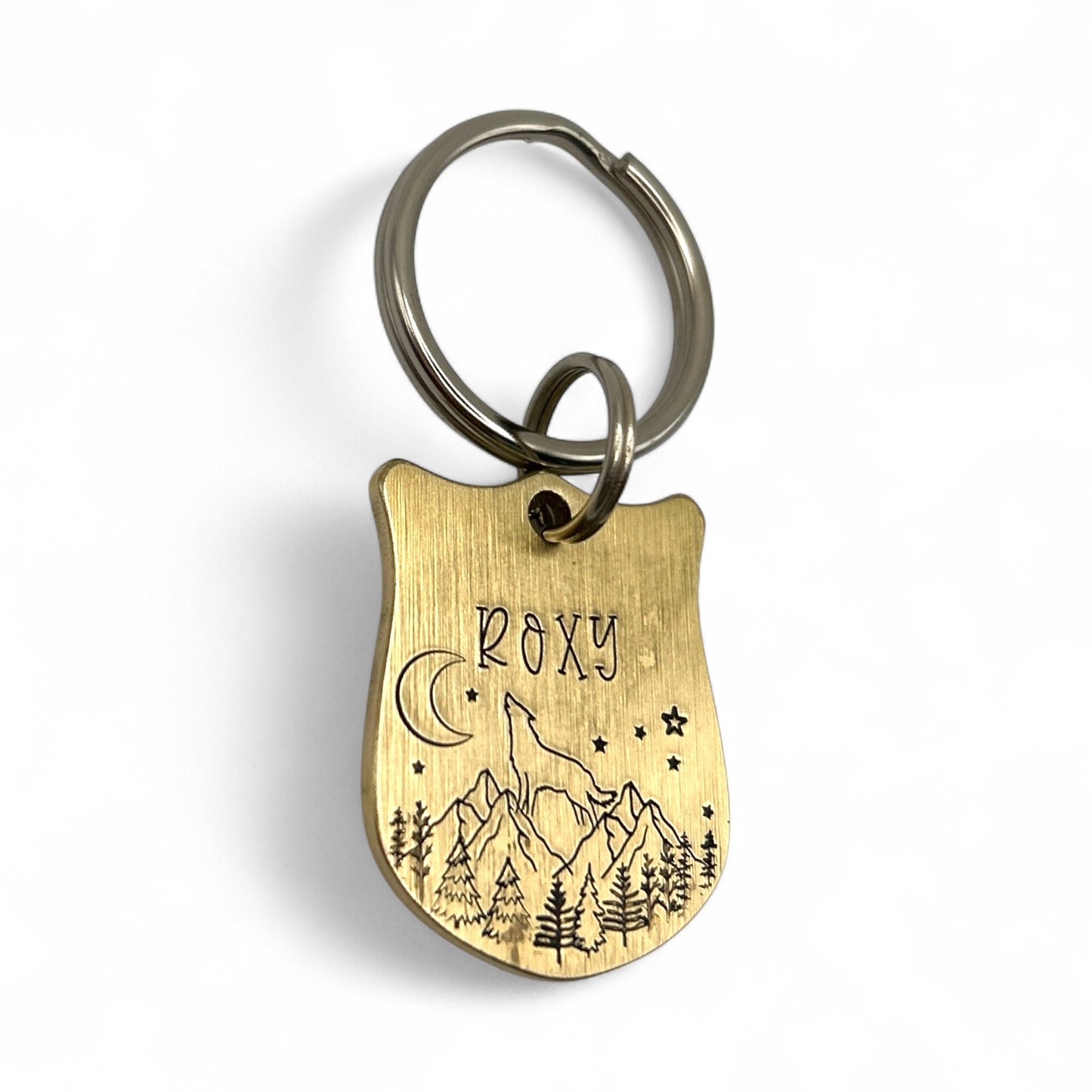 Médaille de Chien Personnalisée - Médaille en Laiton pour Chien - Médaille avec Loup pour Chien