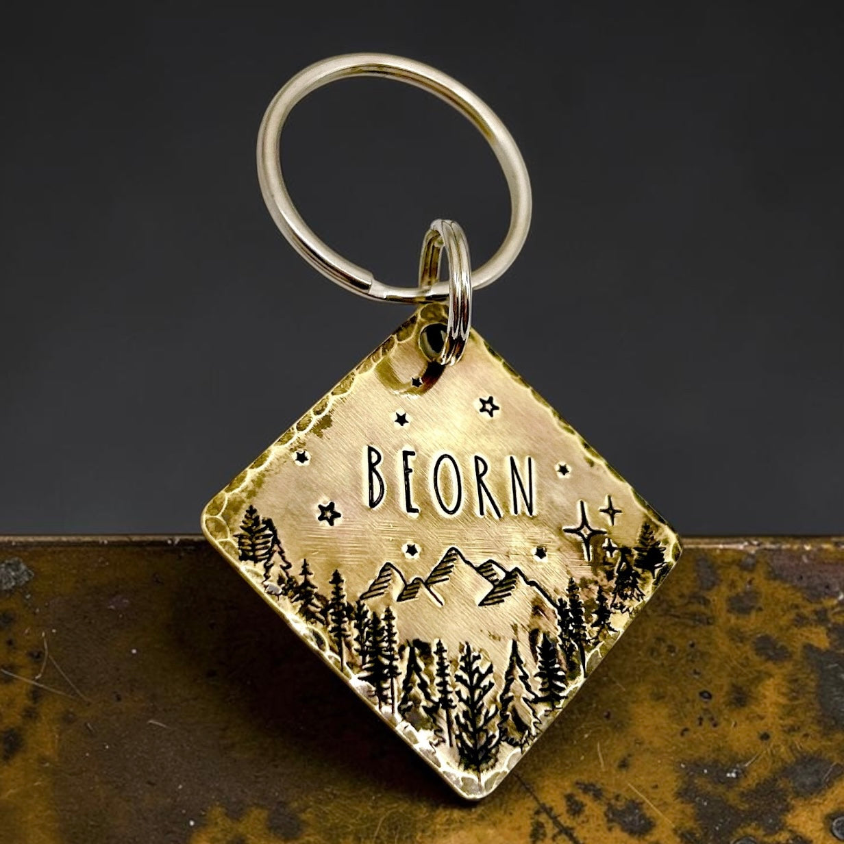 Médaille Personnalisée pour Chien, Forêt et Arbres, Médaillon en Laiton