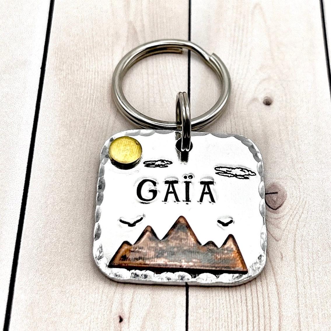 Personalized Dog Tag, Dog Tag with Mountains