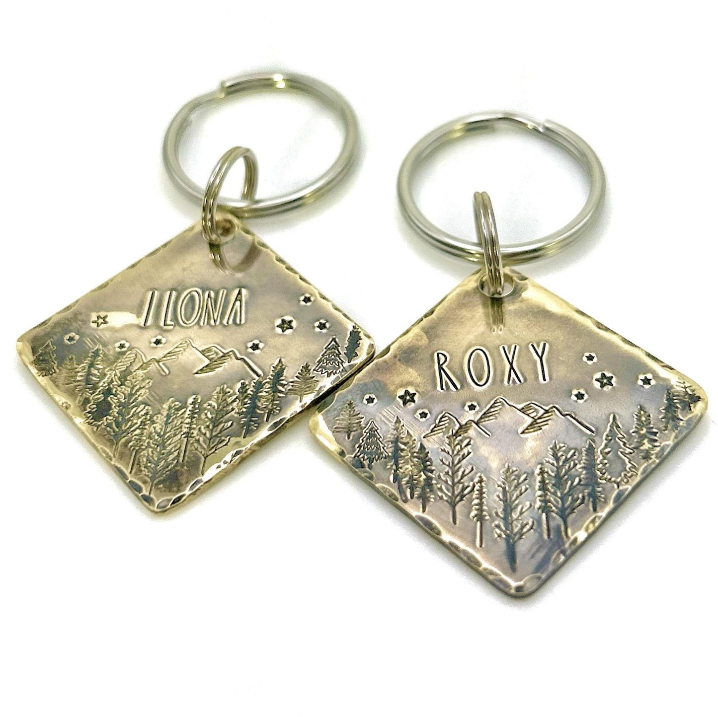 Personalized Dog Tag, Forest and Trees, Brass Medallion