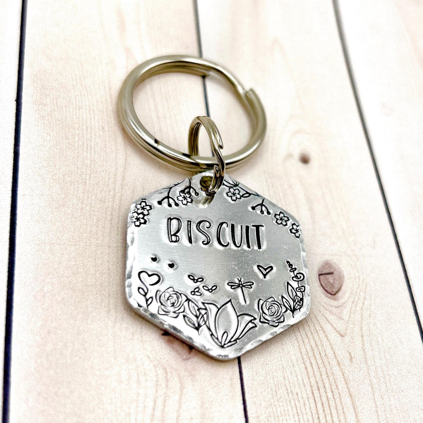 Personalized Dog Tag, Customizable Dog ID Tag, Flowers and Nature