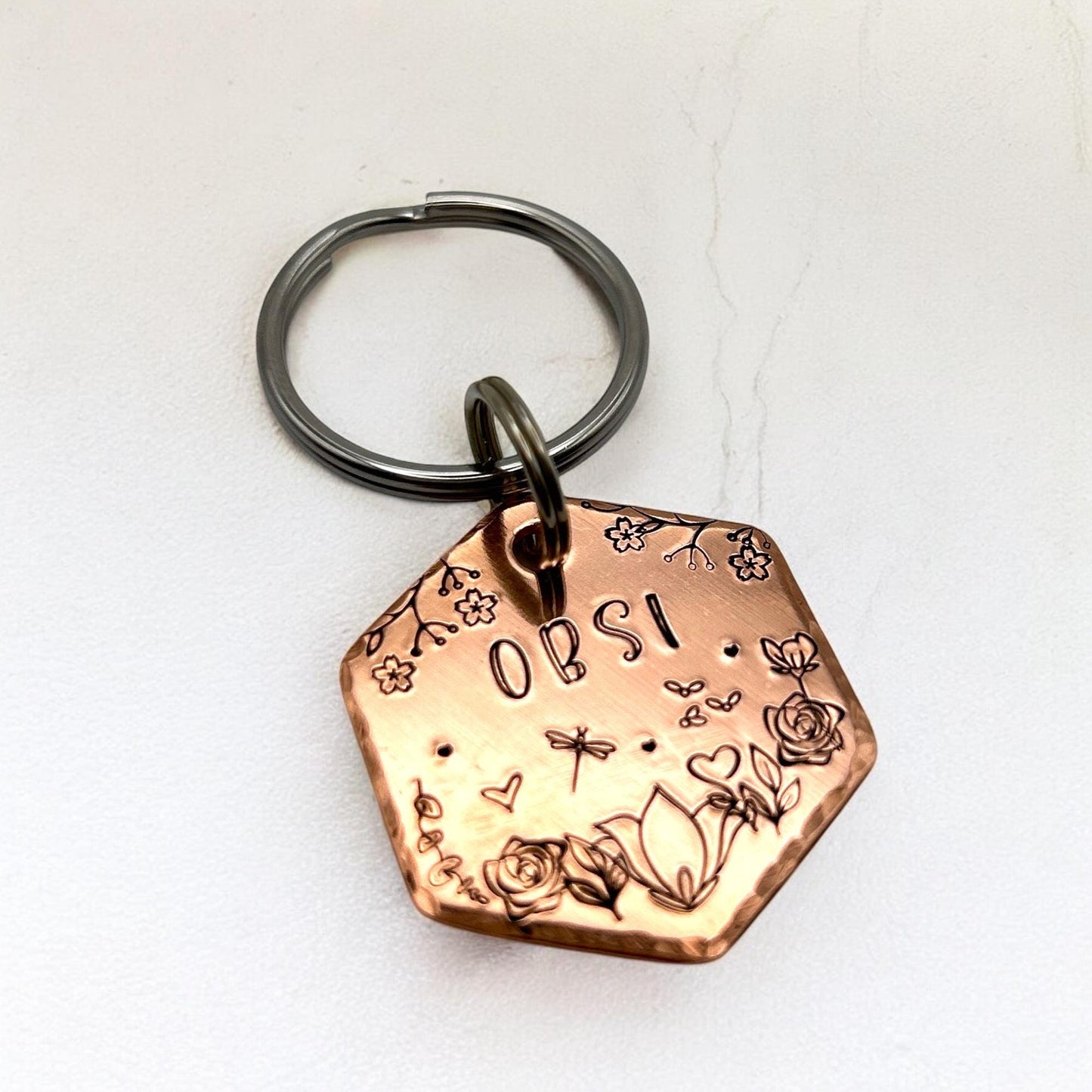 Personalized Dog Tag, Customizable Dog ID Tag, Flowers and Nature