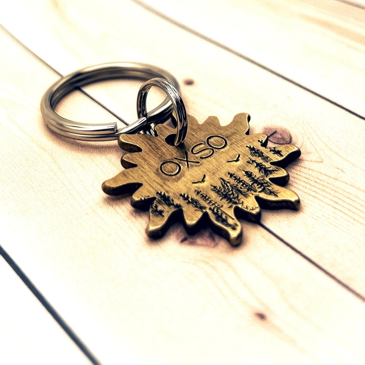 Personalized Dog Tag, Brass Dog Tag, Engraved Dog Tag with Forest