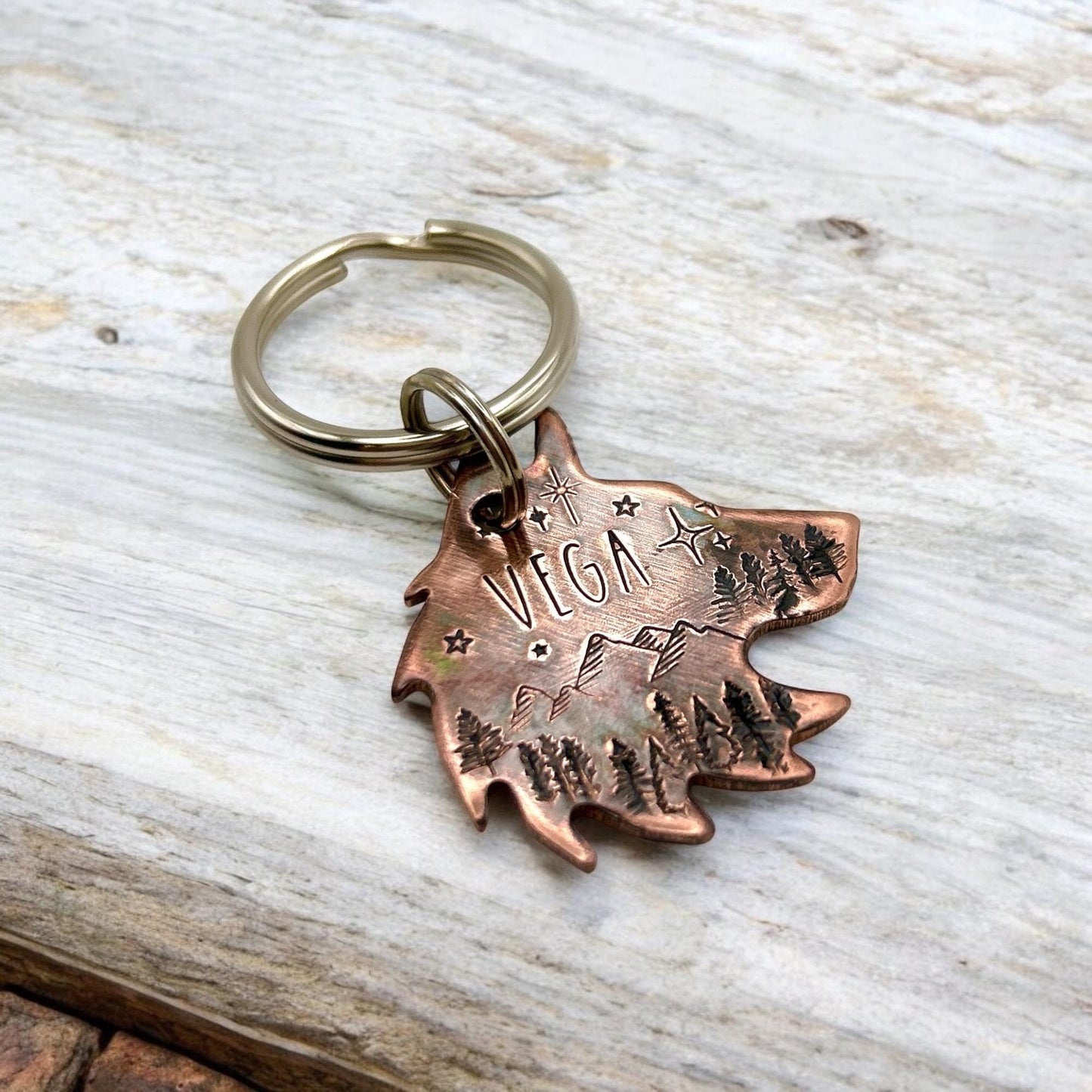 Personalized Dog Tag, Wolf Head Dog Tag