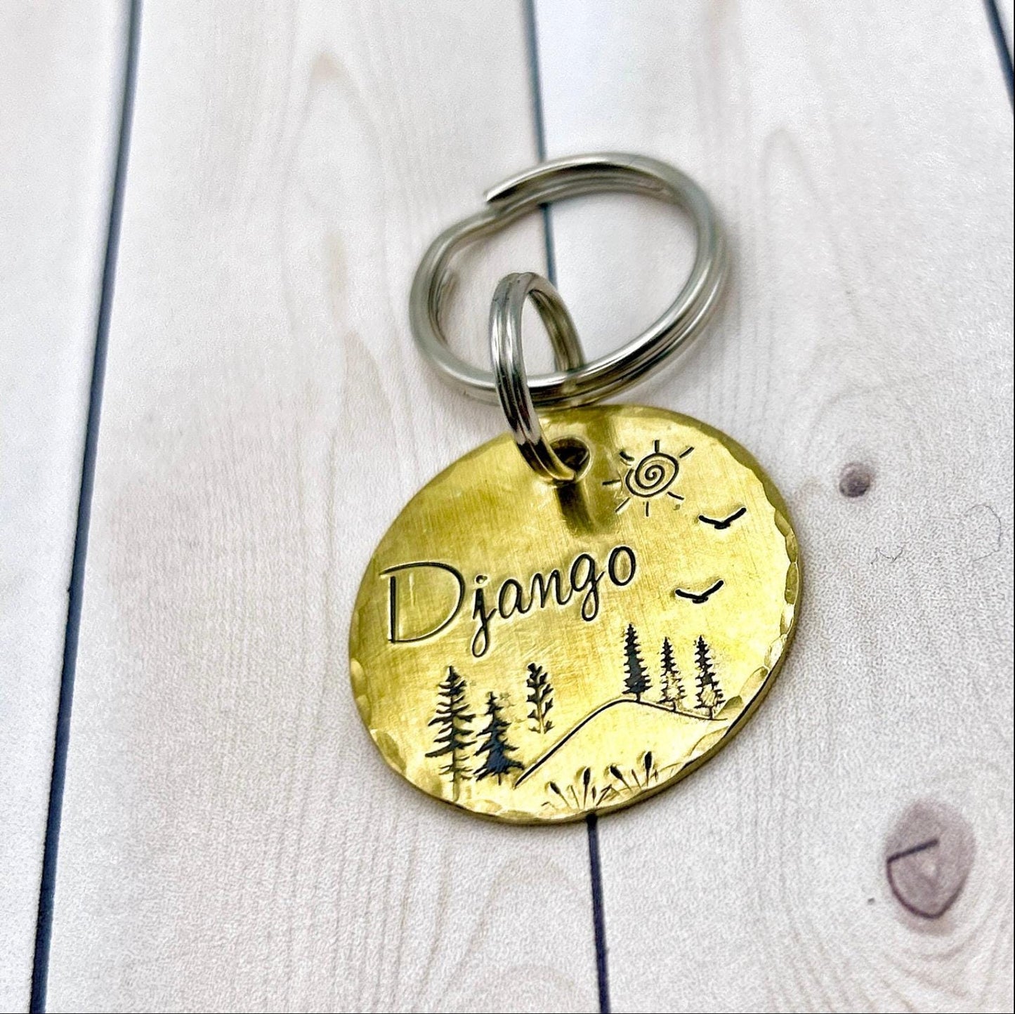 Dog ID Tag, Customizable Dog Tag, Dog Tag with Trees