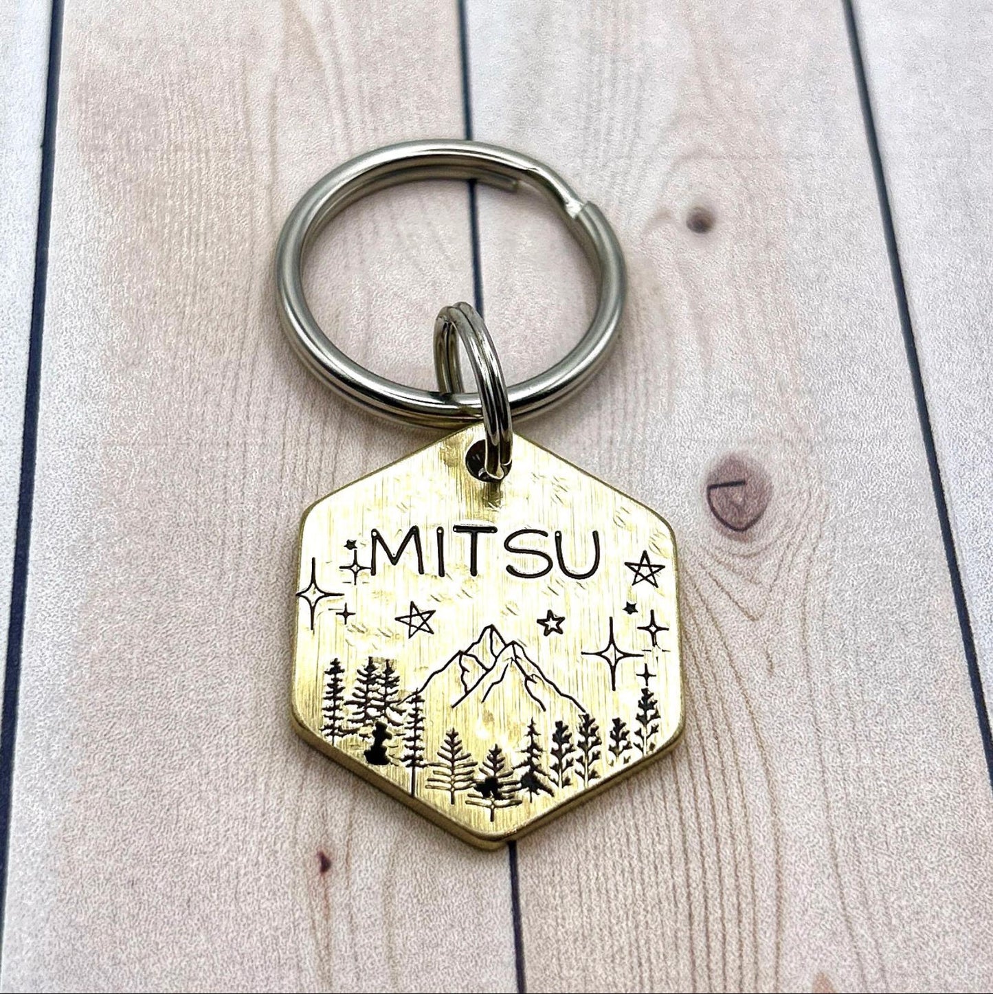 Personalized Dog Tag, Brass Dog Tag, Hexagon Dog Tag