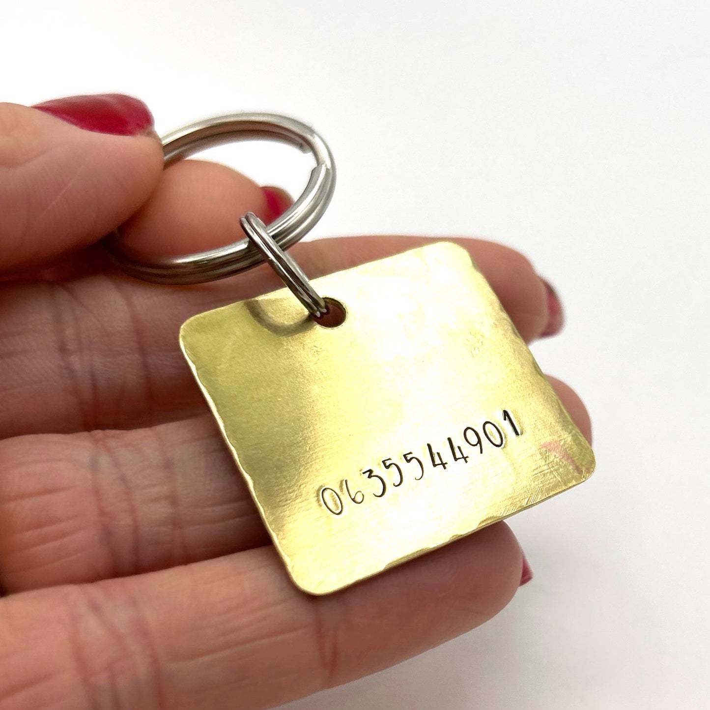 Brass Dog Tag with Mountain Landscape – Personalized Engraving – Unique Dog Accessory