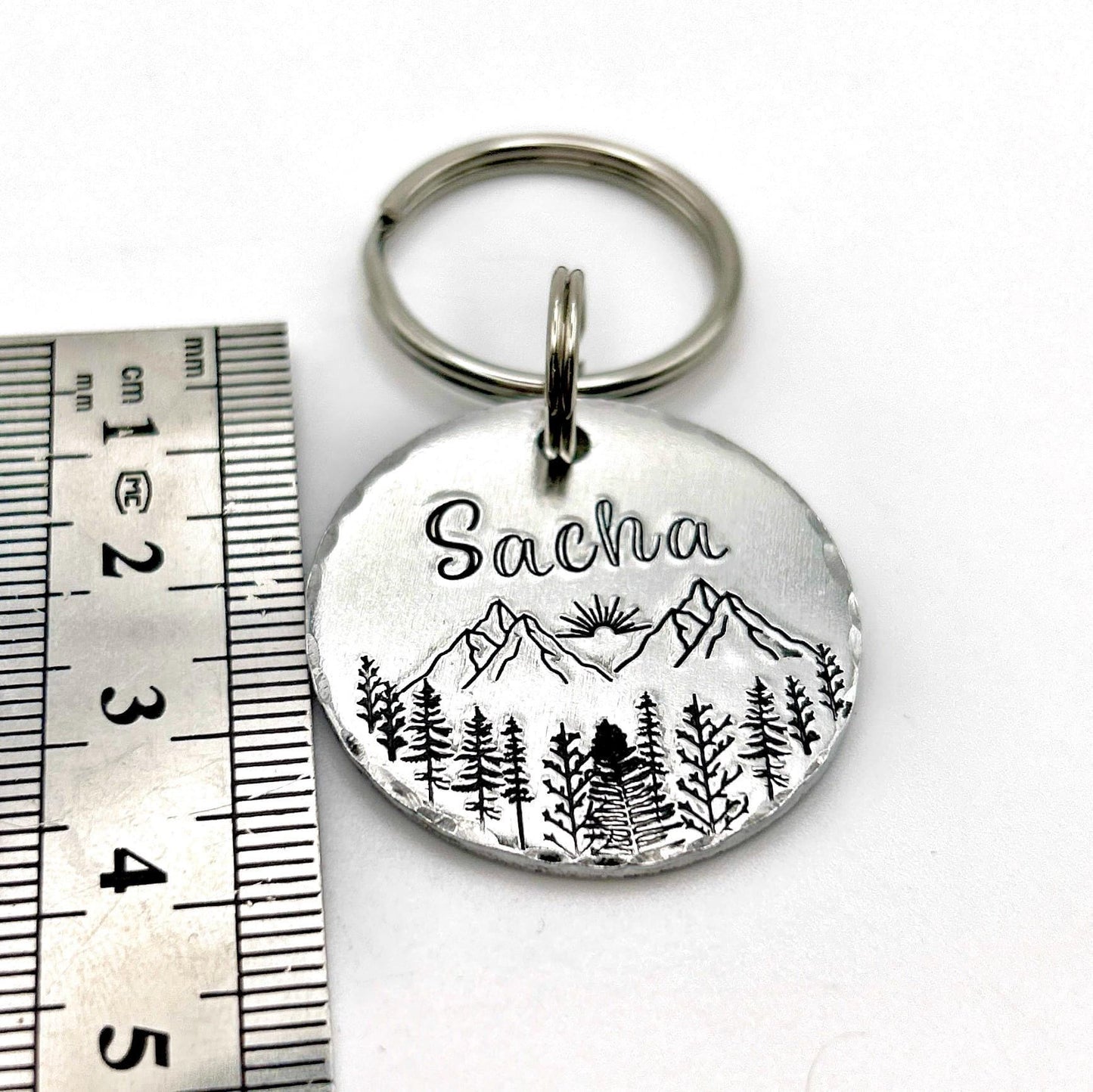 Medal with Mountains and Trees, Dog Medallion, Handmade in France