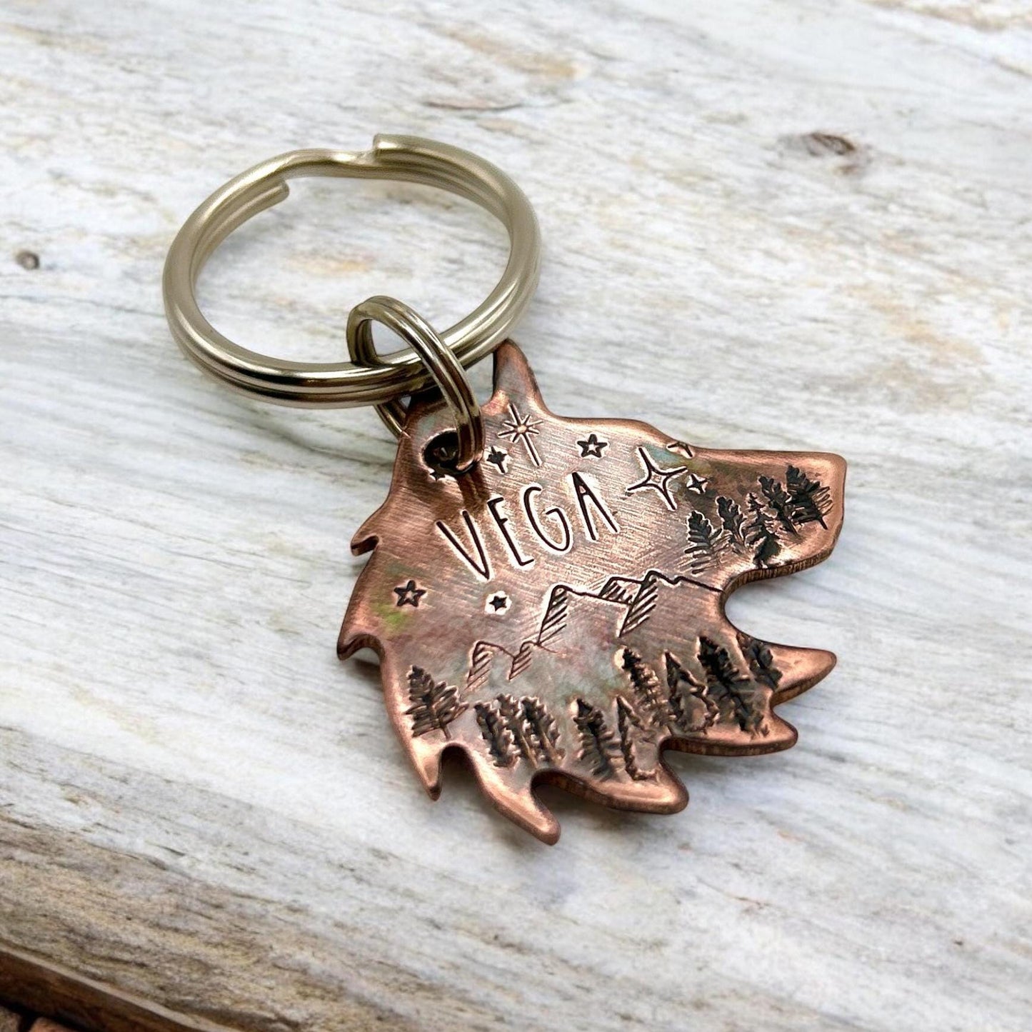 Personalized Dog Tag, Wolf Head Dog Tag