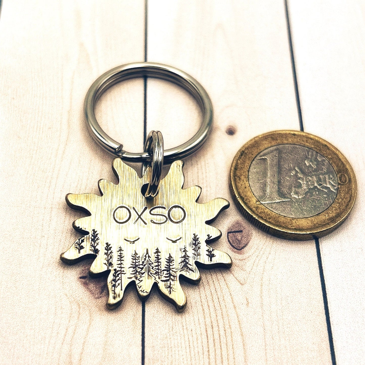 Personalized Dog Tag, Brass Dog Tag, Engraved Dog Tag with Forest