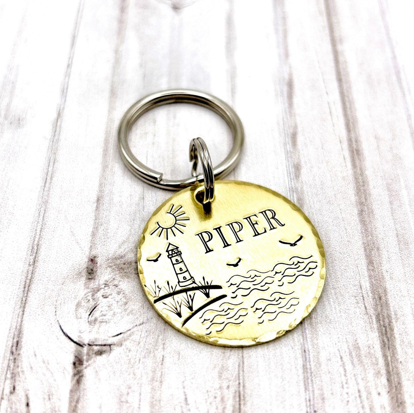Dog ID Tag, Customizable Dog Tag, Seaside Tag