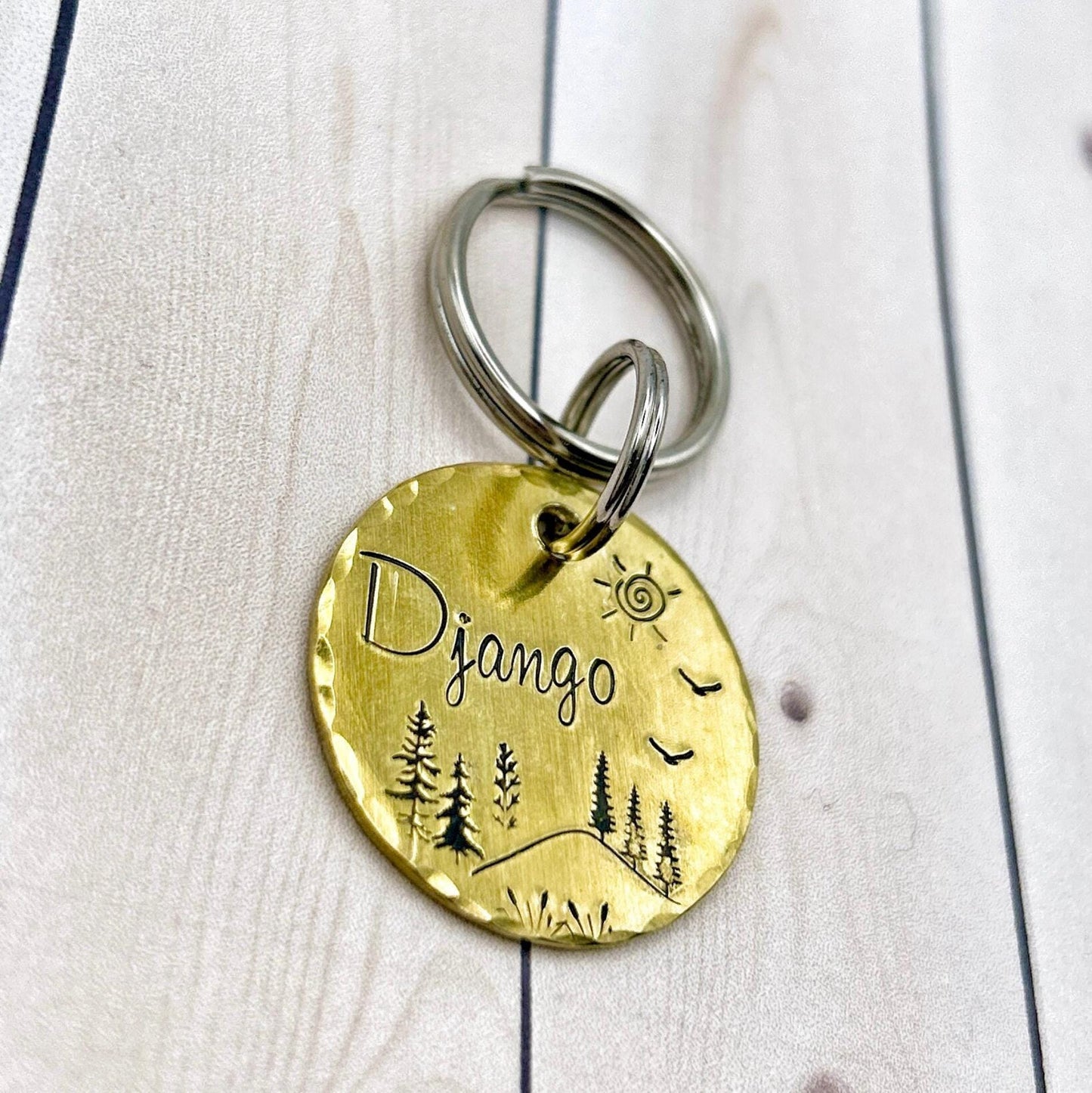 Dog ID Tag, Customizable Dog Tag, Dog Tag with Trees