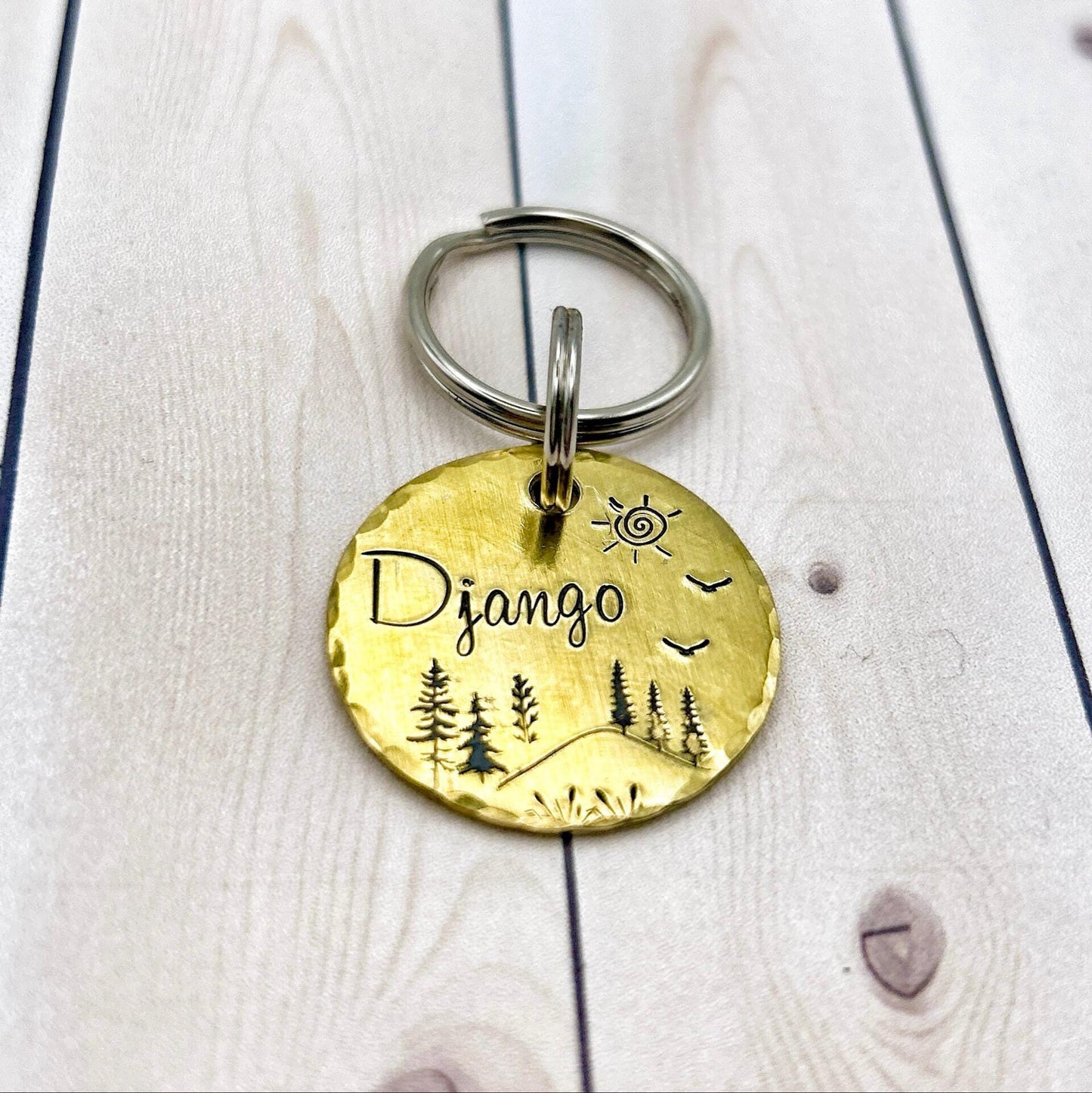 Dog ID Tag, Customizable Dog Tag, Dog Tag with Trees
